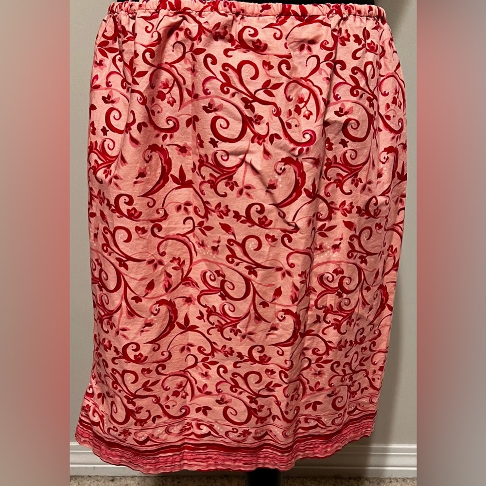 Vintage Faded Glory Pink and Red Patterned Skirt 100% Cotton Sz XL Waist 18”